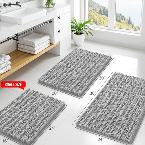 Smiry Bathroom Rugs 34X21, Extra Soft Rubber Backing Chenille Bath Mats - Image 2