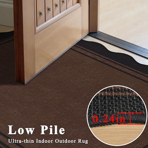 Scalloped Easy Jute Kitchen Rug 2x3 Front Door Mat Black Brown Entryway Rug - Image 5