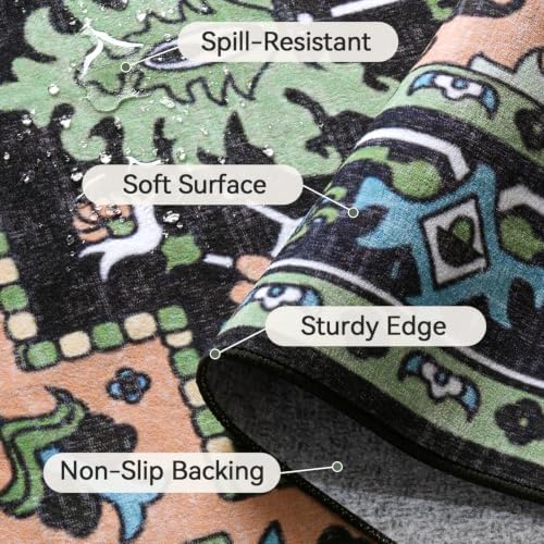 Lofus 8x10 Area Rug for Living Room Bedroom, Dark Green Washable Carpet - Image 3