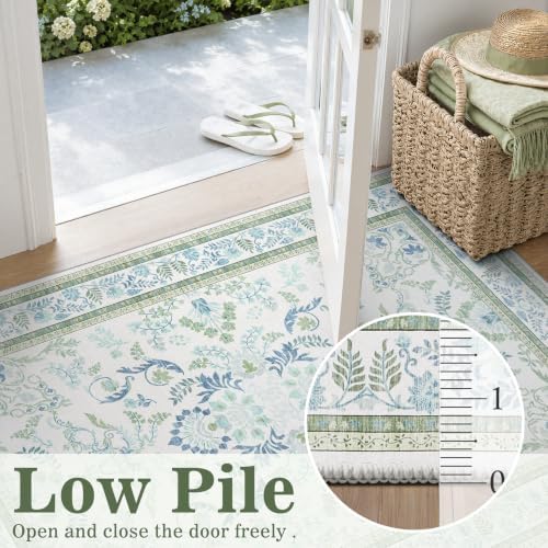 DCX Green and Blue Floral 2x8 Runner Rug - Image 5