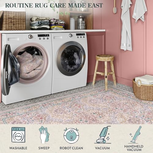 Lahome Washable Area Rugs 5x7, Soft Pink Rugs for Bedroom Girls Living Room - Image 6