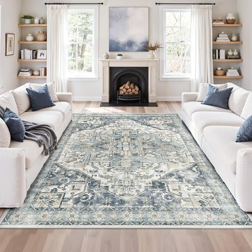 zesthome 5x7 Area Rugs for Living Room,Large Washable Rug,Blue - Image 4