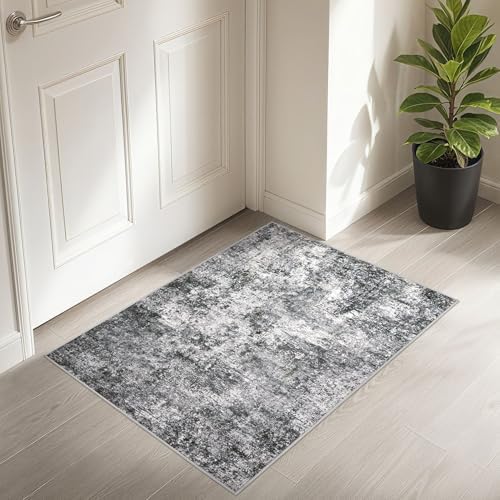 DMOYEST 2x3 Entryway Area Rug Washable Abstract Grey Small Carpet - Image 6