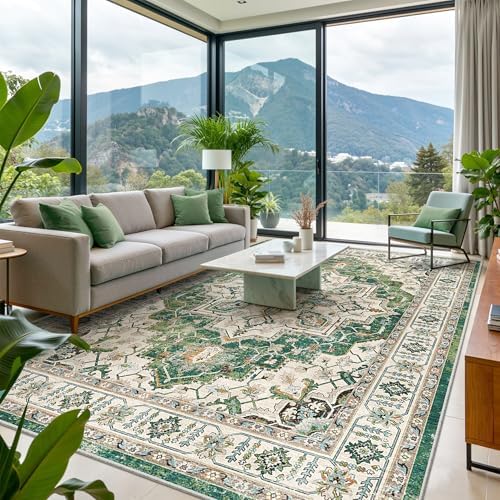 zesthome 8x10 Area Rugs for Living Room,Large Washable Rug,Green by Zesthome