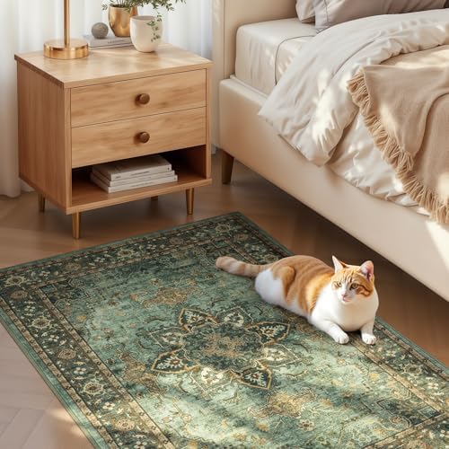 Lofus 3x5 Green Area Rugs for Bedroom Living Room, Vintage Boho Carpet - Image 3