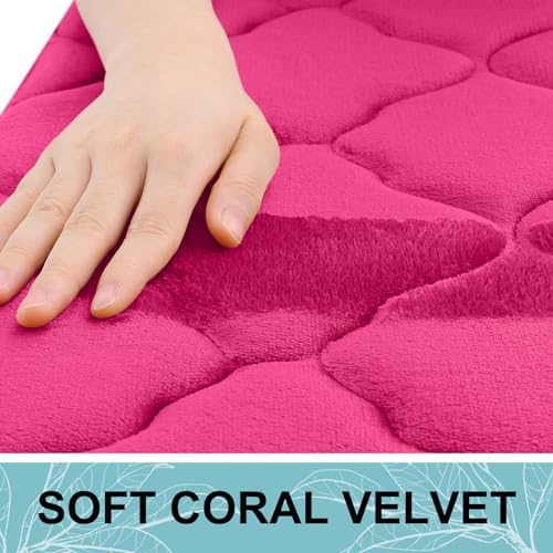OLANLY Memory Foam Bath Mat Rug 47x24, Ultra Soft Bathroom Rugs, Deep Pink - Image 2