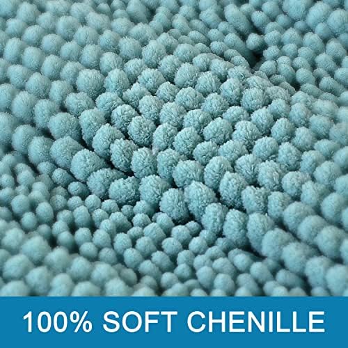 H.VERSAILTEX Bathroom Rugs Bath Mats Sets Super Absorbent Chenille Striped Bath Mats Non Skid Machine Wash Dry Rugs for Bathroom Floor Set of 2(Aqua Haze, 47 x 17 Plus 17 x 24 - Inches) - Image 3