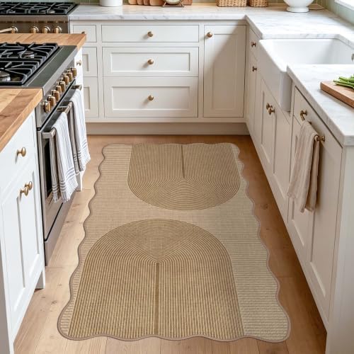 Non-Slip Jute Rug for Entryway: Scalloped Mat 3x5 - Geometric Arch Pattern - Image 2