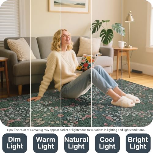 2x3 Area Rug Washable Entry Rug Soft Carpet (Green) - Image 2