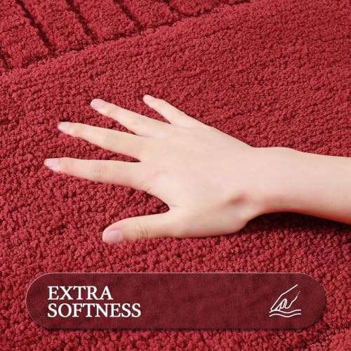 Pauwer Bathroom Rugs Sets 3 Piece, Microfiber Bath Mat Set, Red - Image 3