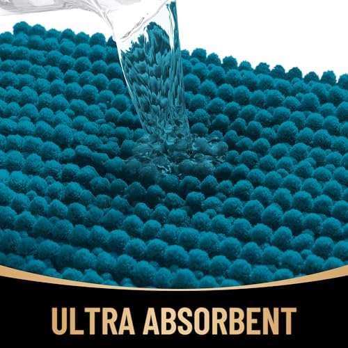 OLANLY Thick Chenille Bathroom Runner Rugs Mats 47x20, Peacock Blue - Image 3
