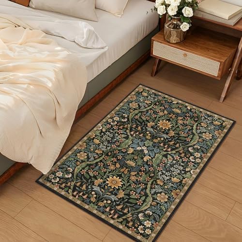 Floral 2x3 Entryway Rug Washable Doormat Indoor Throw Rug, Brown - Image 2