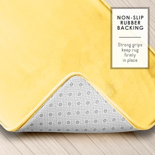 Clara Clark 2 Piece Bathroom Rugs, Velvet Memory Foam Bath Mat Set, Non-Slip Bath Rugs, Machine Wash, Dries Quickly, Ultra Soft Plush Bath Mats for Bathroom, 20 x 32 + Contour, Mellow Yellow - Image 4