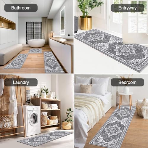 HEBE Boho Kitchen Rugs Set of 3, Non Slip Washable Kitchen Mats for Floor - Image 5