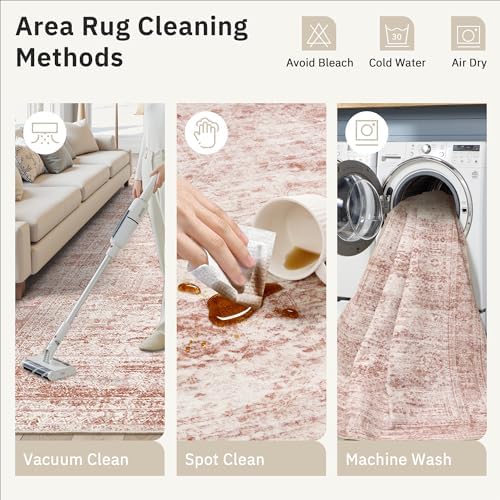 Soalmost 6x9 Area Rug for Living Room Washable Rugs Non-Slip Pink - Image 5