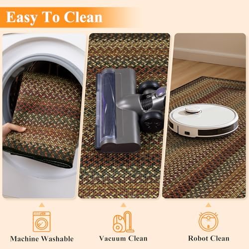 HEBE Faux Jute Kitchen Rugs Set of 2, Washable Kitchen Mats for Floor - Image 4