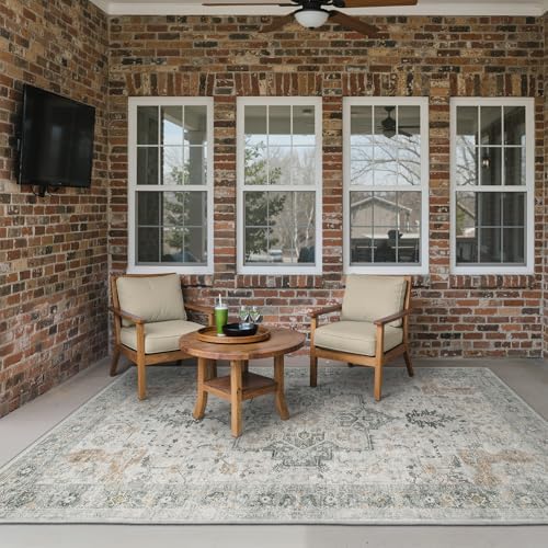 GENIMO Indoor Outdoor Rug, Washable for Patio and Deck, Ivory Grey, 6x9 - Image 3