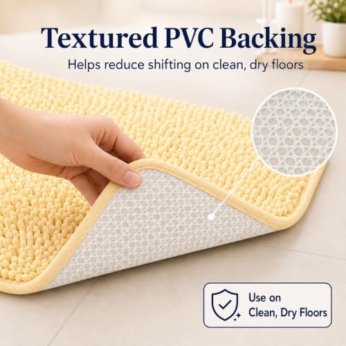 Bathroom Rugs 3 piece Bath Rugs Sets 3 Piece, Extra Soft and Absorbent Shaggy Bathroom Mat Rugs, Machine Washable, Non-Slip Plush Carpet Butter Yellow - Image 5