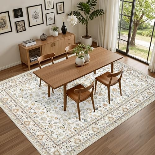 4x6 Area Rugs Living Room: Washable Vintage Rug for Bedroom Beige - Image 5