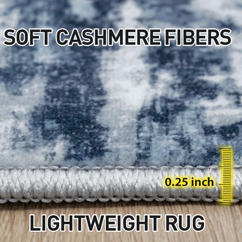 8x10 Area Rugs for Living Room: Washable Abstract Blue Grey Bedroom Carpet - Image 6