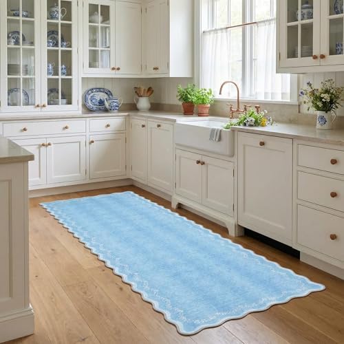 GarveeHome 2.5x8 Scalloped Washable Runner Rug Non Slip Hallway Kitchen Rug - Image 3