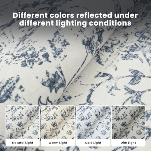 8x10 Boho Washable Area Rug for Living Room,Bedroom,Dining Room-White Blue - Image 6