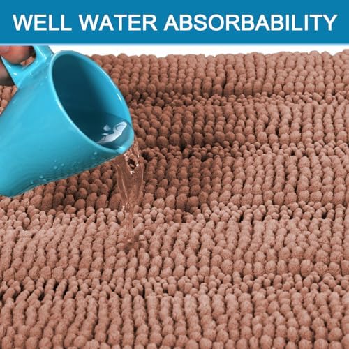 H.VERSAILTEX Bathroom Rugs Bath Rug Set 2 Piece Bathroom Contour Rug Toilet Mat Non Slip Contour Bath Rug Ultra Thick Water Absorbent Striped Bath Mats Washable(36" x 24" Plus 20" x 24" U, Muted Clay) - Image 5