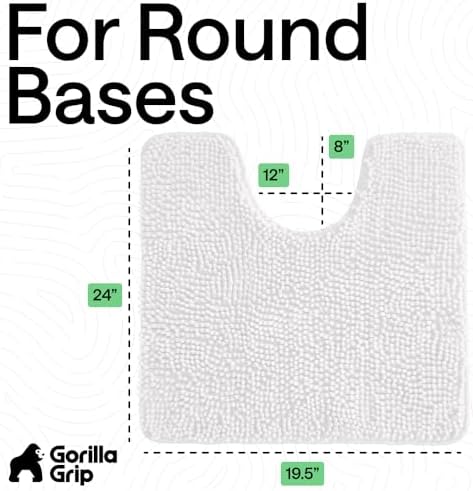 GORILLA GRIP Chenille Bath Rug Mat for Oval Toilet Base, 24x19 White - Image 2