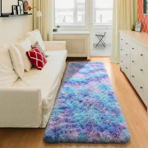 Rainbow Runner Rugs for Girls Bedroom Living Room, Fluffy 2x6 Soft Area Rug - Image 6