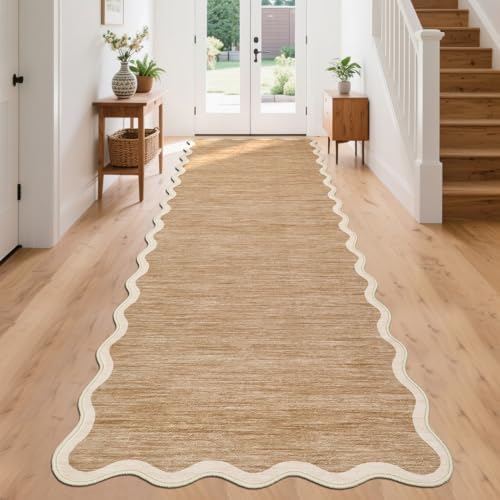 GarveeHome Scalloped Runner Rug for Kitchen Non Slip 2'6''x8' Washable Rugs by GarveeHome