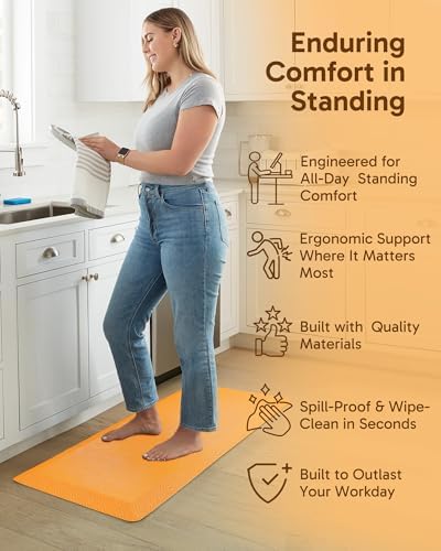 Ophanie Kitchen mats for Floor, 3/4 inch Thick, Kitchen Rugs, 20x39 Anti Fatigue Standing Cushioned Mat,Waterproof,Comfort Ergonomic mat for Office, Home,Sink with 99+ Pairs of Anti-Slip Bottom Ridges - Image 3