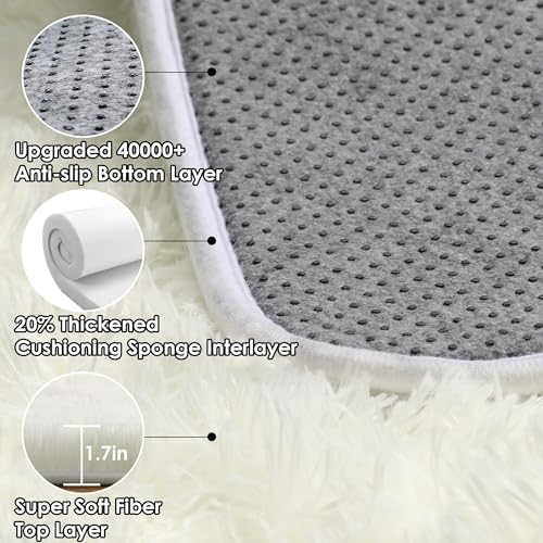 ONASAR Cream White 8x10 Area Rugs for Living Room, Large Fluffy Shag Bedroom Rug, Ivory Soft Plush Thick Shaggy Big Floor Carpet for Kids Boy and Girls Teen Dorm Nursery Indoor Home Decor - Image 3