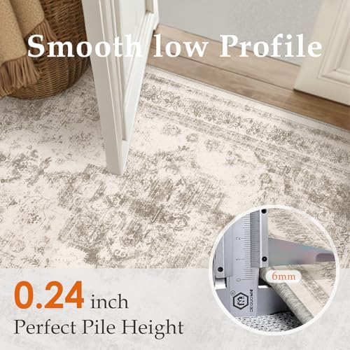 PureCozy Beige Area Rug 6x9 Vintage Farmhouse Floral - Image 4