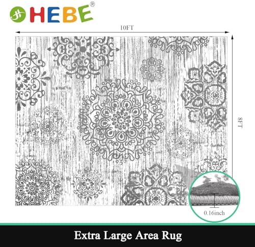 HEBE Area Rug for Living Room 8'x10', Washable Non Slip Boho Bedroom Rug - Image 2