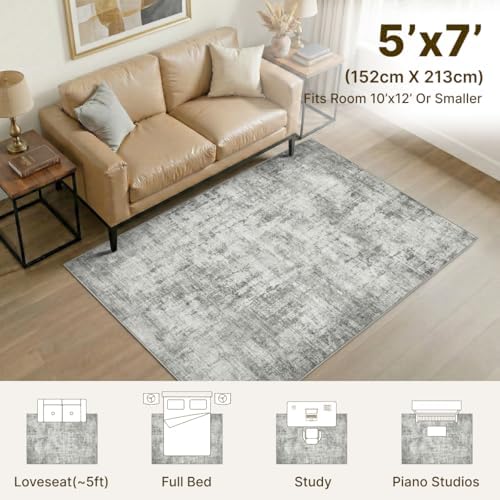 5x7 Area Rugs Washable Living Room Rug Non Slip Soft Carpets - Image 3