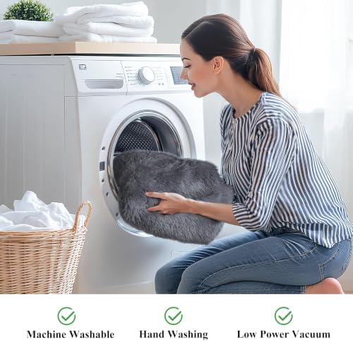 2x6 Thick Grey 2 Pcs Fluffy Shag Rug Soft Plush Fuzzy Washable Non Slip - Image 5