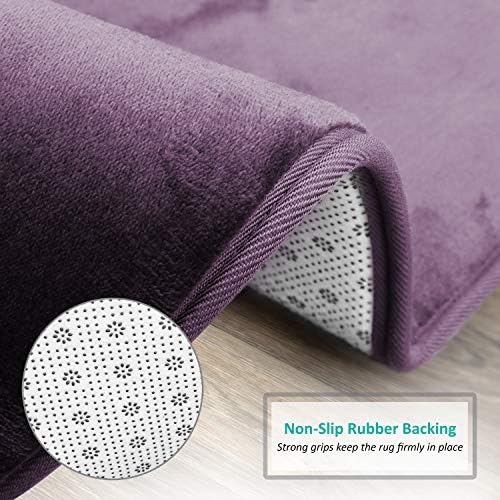 Clara Clark Bathroom Rugs, Velvet Memory Foam Bath Mat, Non-Slip, Machine Washable Bath Rugs - Dries Quickly, Ultra Soft Plush Bath Mats for Bathroom, 20 x 32, Dark Purple - Image 4
