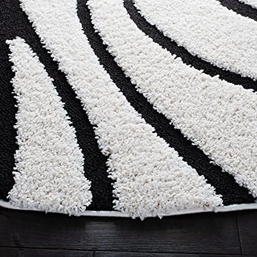 SAFAVIEH Florida Shag Collection Area Rug - 4' Square, Ivory & Black, Non-Shedding & Easy Care, 1.2-inch Thick Ideal for High Traffic Areas in Living Room, Bedroom (SG471-1290) - Image 5