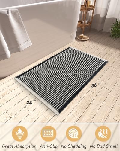 Upgraded Waffle Bath Mat Ultra Absorbent Non Slip Bathroom Mat, 24" x 36" - Image 2
