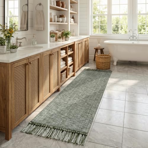Collive Sage Green Kitchen Runner Rug, 2'x8' Washable Bathroom Mats - Image 3