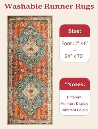 SERISSA 2x6 Washable Non Slip Boho Runner Rug for Hallway - Image 6