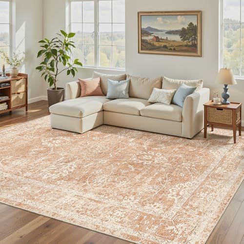 Madane 5x7 Area Rugs for Living Room, Washable Soft Rugs Jasper Orange by Madane