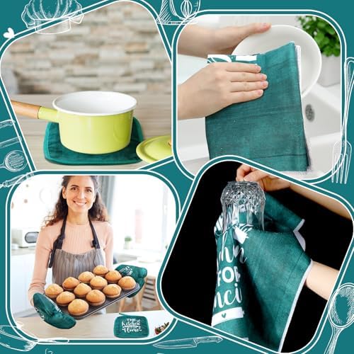 Fourluoo 10 Pcs Vintage Teal Kitchen Decor and Accessories Set - Image 5