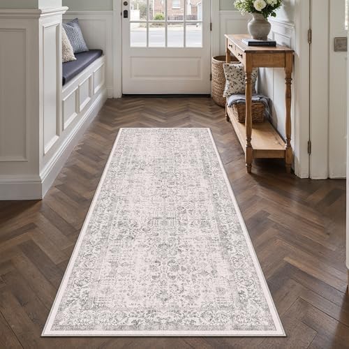 PureCozy Gray Runner Rug 2x6 Vintage Floral by PureCozy