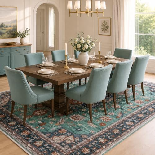 6X9 Area Rugs for Living Room, Washable Area Rug, Green - Image 4
