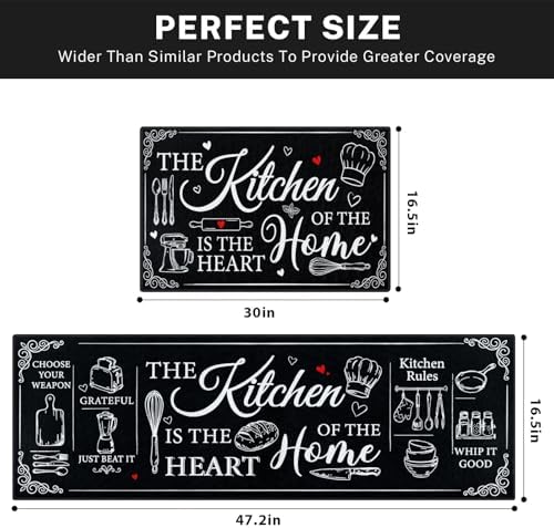 Kitchen Rugs Set of 2 Non Slip WashableFarmhouse Rustic Funny - Image 3