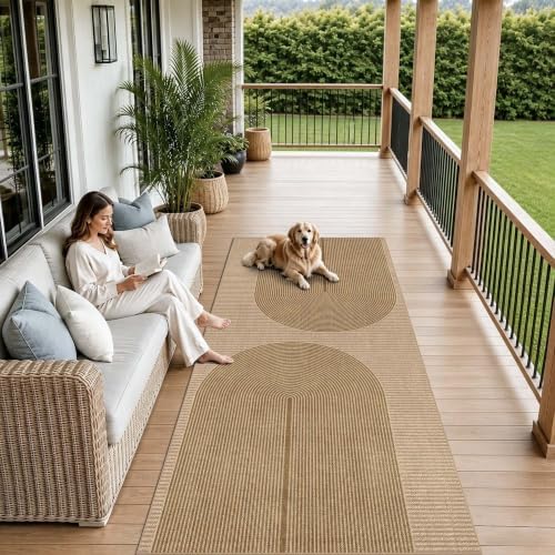 Easy Jute Rug for Pet Homes: 4x8 Outdoor Rug - Geometric Arch Pattern - Image 3
