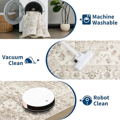 Garvee 5x7 Washable Area Rug Soft Vintage Boho Brown Bedroom Rug Non Slip - Image 4