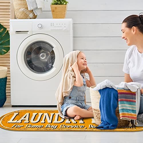 Ottomanson 20" x 59" Oval Laundry Room Rug - Non-Slip Mat for Laundry & Mudroom - Durable, Stain-Resistant, and Easy to Clean Perfect for High-Traffic Areas - Runner Rug for Entryway Bathroom, Yellow - Image 4