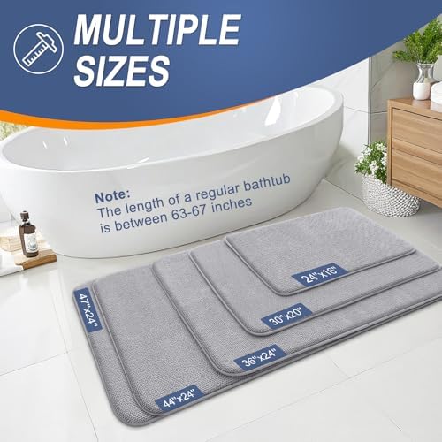 OLANLY Thick Memory Foam Large Bathroom Rug 40x32, Absorbent Bath Mat, Grey - Image 5